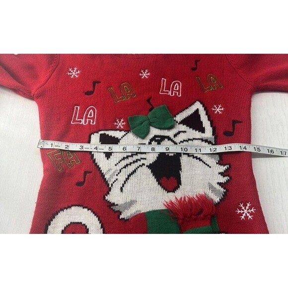 K’s Our Time Red xmas sweater Dress With Cat Size Small - Picture 5 of 10